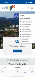 Menu déroulant et ses options d'accessibilité.